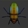 Colorful 3D Rendered Beetle With Shiny Blue Legs And Artistic Design