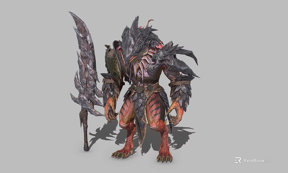 Game Movie Character Armored Monster With Giant Blade And Fierce Look 3d model 