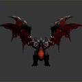 Fierce Fantasy Creature Character With Red And Black Spiked Wings And Glowing Red Body