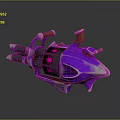Futuristic Purple Sci Fi Weapon With Red Glowing Elements And Metallic Grips 3d model