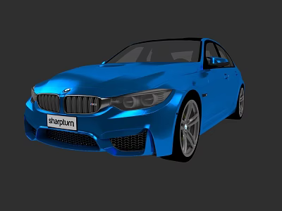 Blue BMW Sedan With Sporty Front Grille And Alloy Wheels Design 3d model