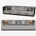 Modern Sectional Sofa With Tufted Back Design And Multiple Decorative Cushions 3d model