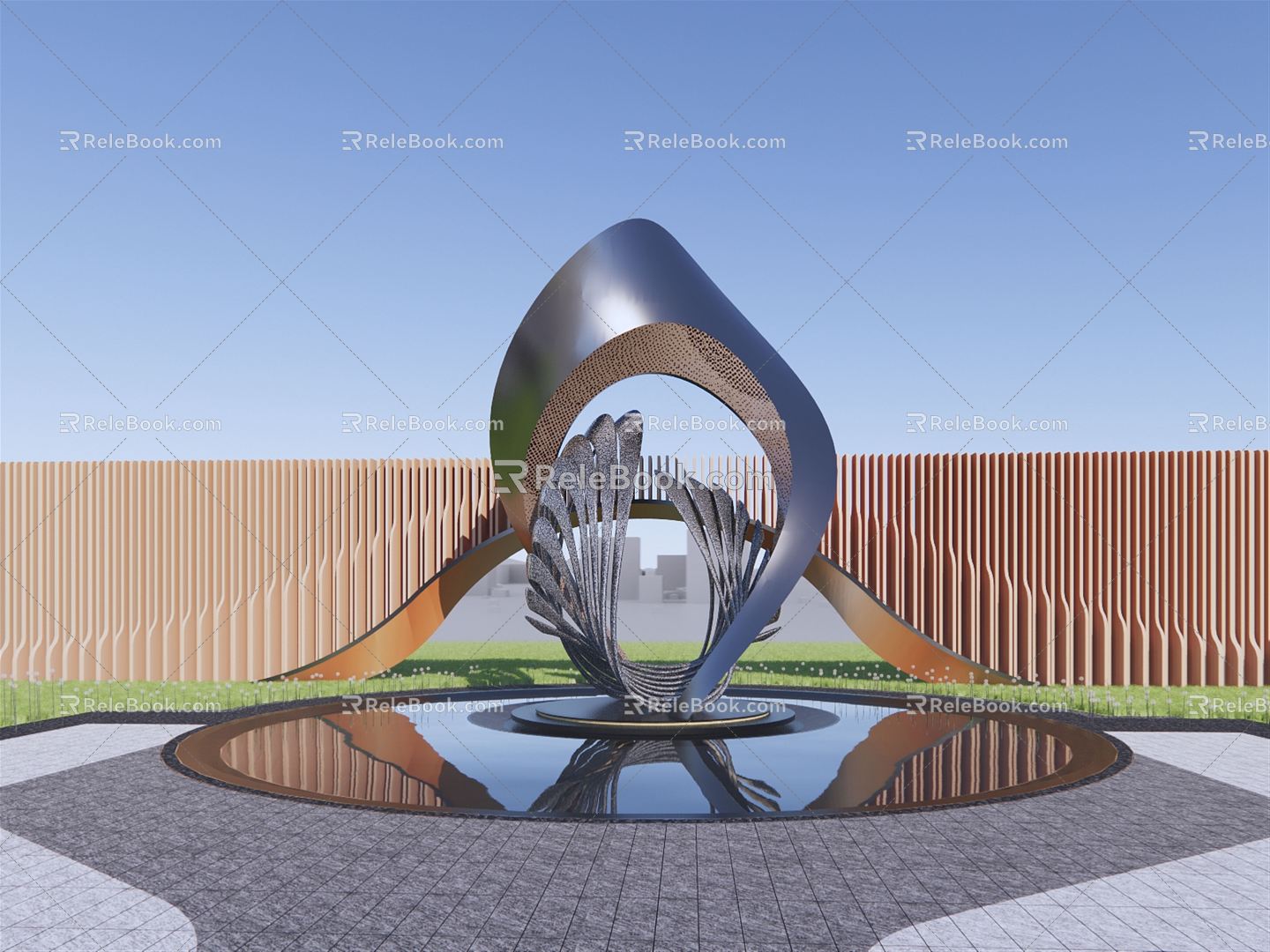 Modern city sculpture outdoor landscape sculpture sketch 3d model