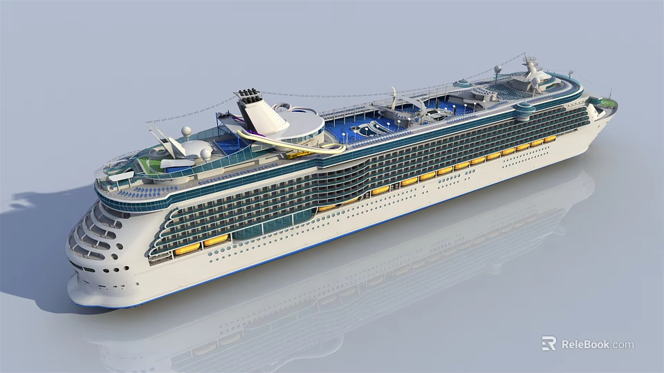 Luxury Cruise Ship Exterior With Decks And Facilities 3d model 