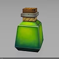 Transparent Green Liquid Bottle With Brown Brick Cap And Shiny Surface 3d model