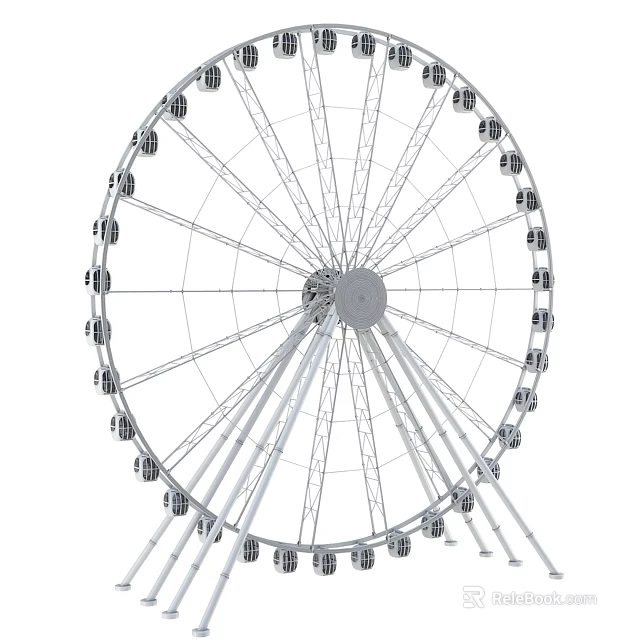 Ferris Wheel With Metal Spokes And Observation Cabins For Amusement Park 3d model 