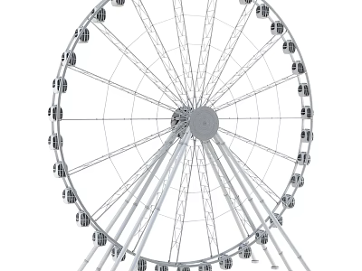 Ferris Wheel With Metal Spokes And Observation Cabins For Amusement Park 3d model