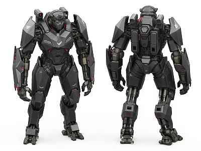 Smart Machine Armored Futuristic Design With Front And Back Detailed Views 3d model