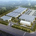 Modern Industrial Factory Complex With Multiple Buildings Greenery Parking And Access Road