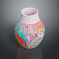 Colorful Sculpture Carving Vase With Intricate Hand Painted Patterns And Vibrant Designs