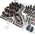 Modern Urban Residential Complex With High Rise Buildings Circular Plaza And Green Spaces