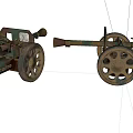 Vintage Military Wheeled Cannons with Rustic Metal Structure Classic Design on White Background