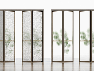 New Chinese Folding Door Glass Folding Door 3d model