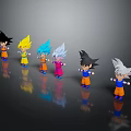 Chibi Dragon Ball Game Characters In Various Colorful Forms And Standing Poses 3d model
