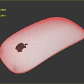 White Apple Mouse With Black Logo On Gray Background And Reflection 3d model