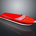 Red Sleek Modern Boat With Transparent Windshield White Bottom And Reflection 3d model