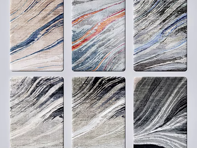 Modern Square Rugs Featuring Abstract Marble Texture And Various Artistic Colors 3d model