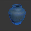 Textured Ceramic Vase With Greenish Body And Blue Drip Glaze Finish