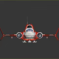 Red and White Sci Fi Aircraft Model With Blue Cockpit And Wing Structure 3d model