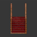 Wooden Staircase with Red Steps Handrail and Balusters Design 3d model