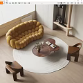 Quiet Moooi Sofa Coffee Table Combination 3d model