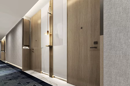 On behalf of the hotel room corridor entrance aisle 3d model