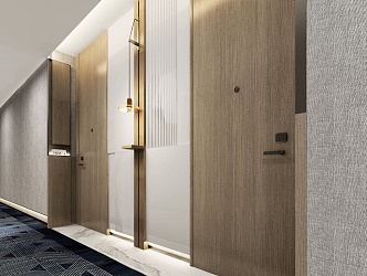 On behalf of the hotel room corridor entrance aisle 3d model