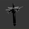 Elegant Fantasy Sword With Purple Blade And Silver Star Shaped Decorations