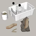 Bathroom Small Accessories Organized with Storage Box Cleaning Bottles Clothespins Brush and Cloth