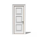 White Interior Swing Door With Three Panel Design And Black Handle 3d model