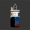 Colorful Cargo Ship With Blue Hull Red Deck And Yellow Cranes