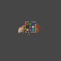 Realistic Brown Crab With Colorful Rubik's Cube On Gray Background