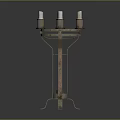 Vintage Metal Candelabra With Four Lit Candles And Ornate Stand Base