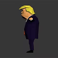 3D Low Poly Game Character Design Blonde Hair Dark Blue Suit Red Tie Arms Outstretched