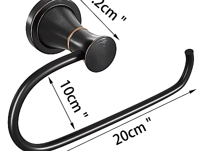 Black Metal Towel Ring Hook Featuring 2cm 10cm 20cm Dimensions For Bathroom Use 3d model