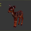 Realistic 3D Spotted Fawn Character With Brown Body Black Hooves And Large Ears