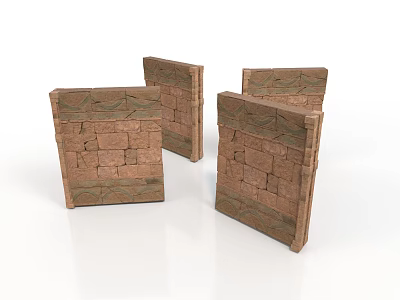 Architectural Brick Wall Models Featuring Stone Accents and Textured Surfaces 3d model