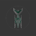Futuristic Spacecraft With Sleek Green And Silver Design And Glowing Blue Lights