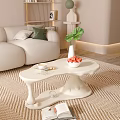 Modern White Sofa and Coffee Table Set with Strawberries Green Plant and Vase in Interior