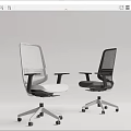 Modern Office Chair Design With White And Black Mesh Backrest Armrests And Adjustable Wheels