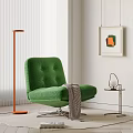 Green Quilted Velvet Accent Chair Interior With Floor Lamp Side Table And Wall Art