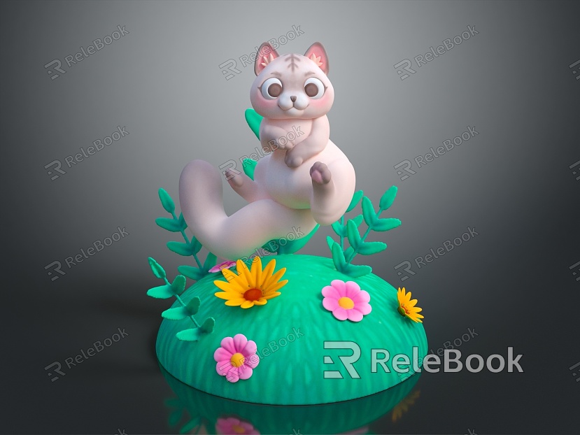 Modern cartoon animal cat kitten flower cat domestic cat model