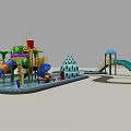 Outdoor Playground Equipment With Colorful Slides Climbing Tower And Green Slide
