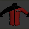Red And Black Spliced Jacket With Stand Collar Front Pocket For Daily Use