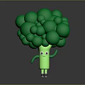 Cute Cartoon Broccoli Character With Eyes Arms Legs On Dark Background