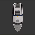 Blue And White Yacht With Sleek Design And Cockpit