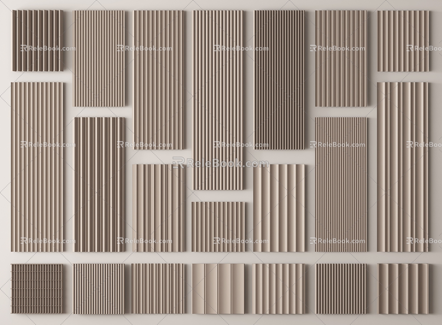 Wall Panel Great Wall Panel Grille Panel Wall Panel Wood veneer Line Background Wall Wave Board 3d model