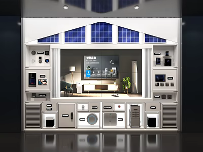 Modern Background Wall Interior With Multiple Display Compartments And Tech Equipment 3d model