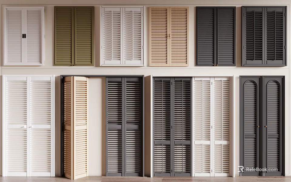 Various Color Window Shutters With Different Styles For Interior Design 3d model 