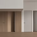 Minimalist Interior Swing Doors In White And Wood With Simple Handle Design